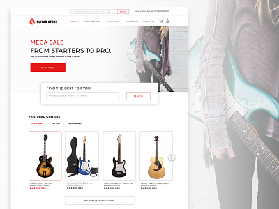 Guitar Shop homepage design landing page