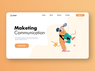 Landing page for Marketing Communications user interface website