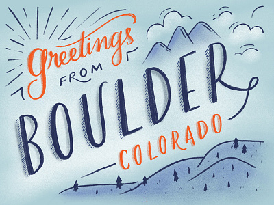 Greetings from Boulder colorado debut design first shot illustration lettering procreate