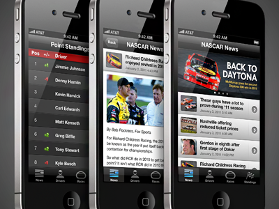 NASCAR iPhone App app design ios iphone ui