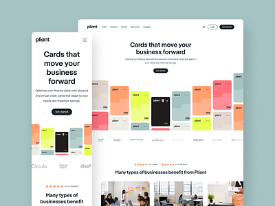 Pliant Website cards corporate credit design getpliant graphic design illustration interface landing landingpage page photography pliant redesign ui user ux website