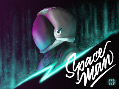 Spaceman calligraphy illustration lettering thekillers wacom