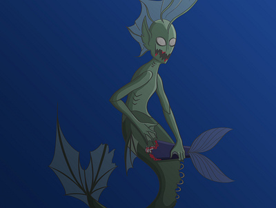 Zombie Mermaid character design concept art digital 2d digital artwork horror illustration illustration mermaid