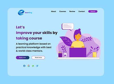 Elearning website page elearning home page figma work ui website design
