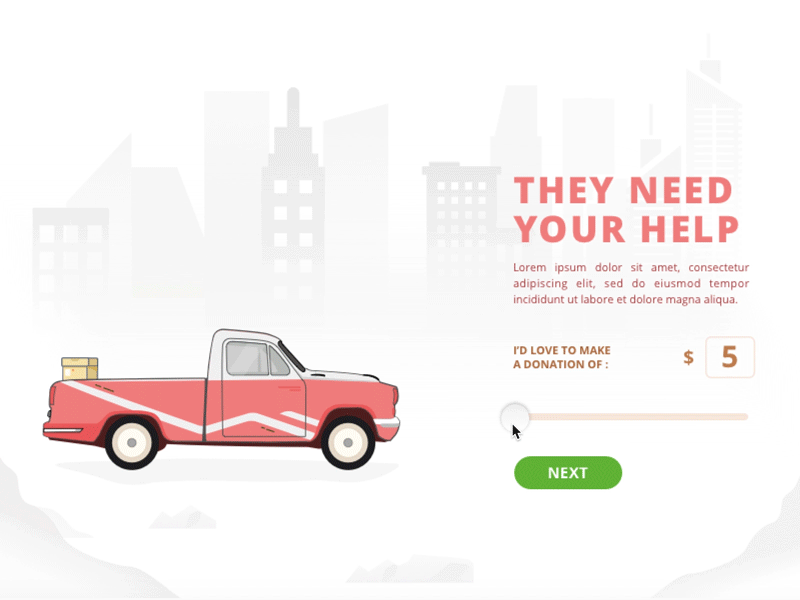 Donation Animation car characters charity city clean donation illustration ui ux web design