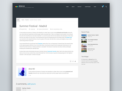 Abacus WordPress Theme – Blog Detail page blog ecommerce layout material mockup shop theme ui ux web website wordpress