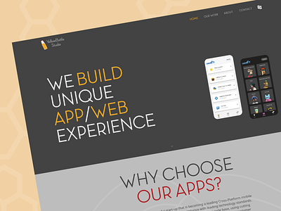 Yellow Bottle Studio Website app application branding coding dart design flutter illustration logo studio ui web website