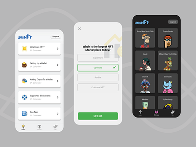 Learn NFT (Android APP) app application branding coding dart design flutter illustration ios logo mobile mobileapps nft phone tech ui