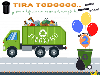 Invitación cumpleaños Camión Recolector design illustration