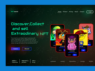 NFTsense design illustration landing page logo nft ui uiux