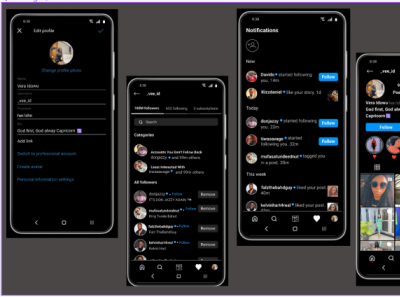 INSTAGRAM DARK MODE USER PROFILE DESIGN