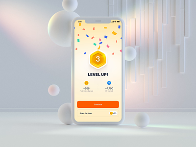 Perk Hero - Level Up Animation ae animation app badge branding confetti gold level motion online store product reward shopping ui up ux