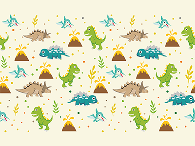 dino 2d illustration character dinosaur grass kids pastel volcano wallpaper