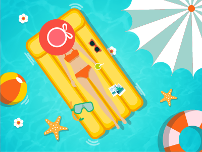 Summer Vacations 2d illustration summer sun swimming warm water