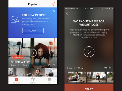 Fitness app fitness interface ios ui workout