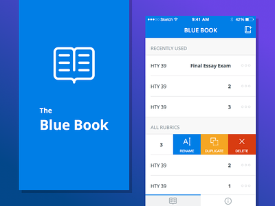 Blue Book app data ios layout mobile mockup ui