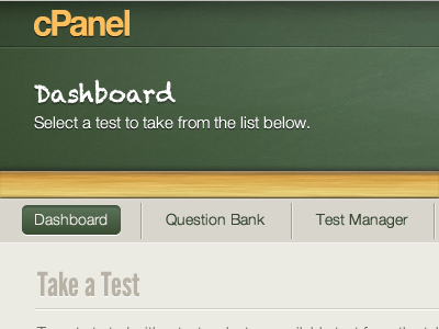 Dashboard for eLearning chalkboard cpanel navigation ui