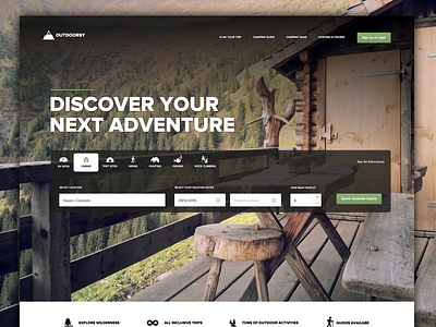 Outdoorsy app branding clean design homepage interface landing marketing ui user interface web app