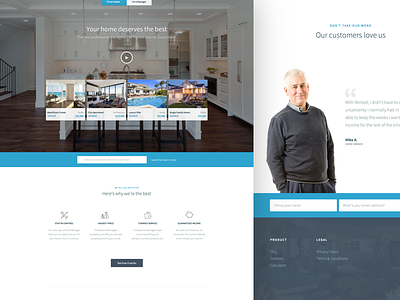 Rented. : Landing Page branding clean design header hero homepage marketing site ui user interface website