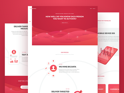 Redmetrics clean data design homepage iconography illustration landing ui user interface