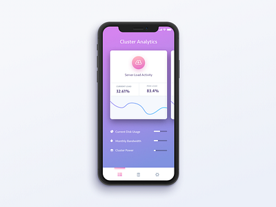 Cluster Analytics charts clean colorful design graphs interface iphone iphonex mobile stats ui ux