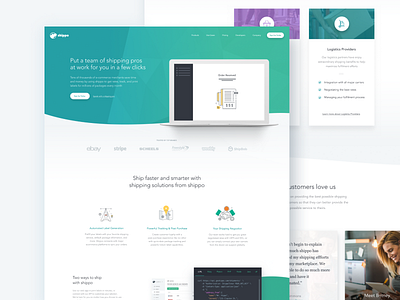 Shippo Homepage by Corey Haggard for Mossio on Dribbble