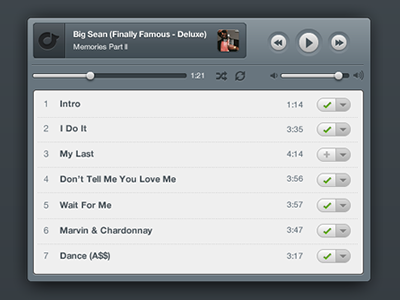 Rdio Player app clean design free player resource small ui user interface