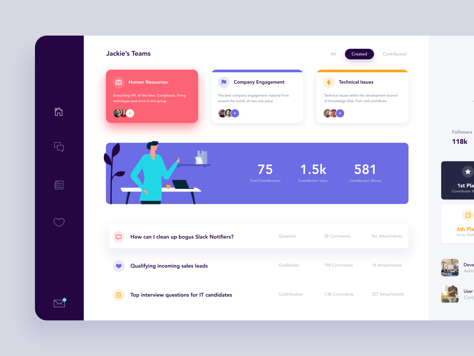 Knowledge Sharing SaaS App by Corey Haggard for Mossio on Dribbble