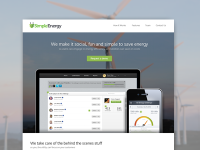 Simple Energy Facelift clean design home homepage landing ui user interface