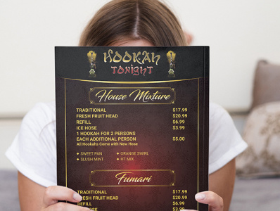 Menu Design hokah bar hookah menu menu menu bar menu design