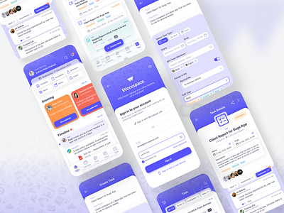 Worxspace Mobile Application Redesign app clean company create task design home homepage login login page mobile productivity project project management redesign task task details task management ui ui design work