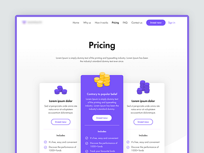 Pricing page for crypto invest advisor tool