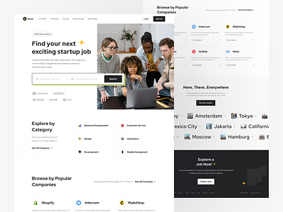 Hoob - Job Finder Website UI Kit app apps clean design employment hiring job job application job board job finder job finder app job listing job portal job search landing page minimalist recruitment ui