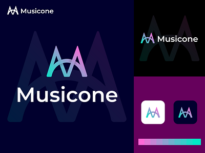 Musicone Gradient Logo Design Concept brand identity branding colorful logo creative logo gradient logo graphic design graphics designer illustration logo design m letter logo music logo vector