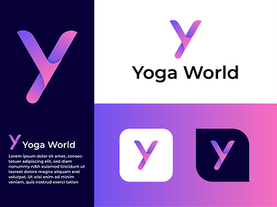 Yoga World Y Letter Gradient Logo Design Concept abstract logo brand identity branding branding design colorful logo creative logo gradient logo graphic design illustration logo design logo mark typhography y letter logo