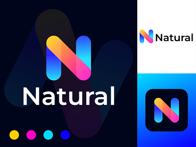 Natural N Letter Gradient Logo Design Concept