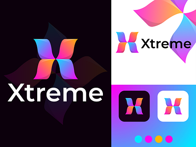 Xtreme X Letter Gradient Abstract Logo Design Concept