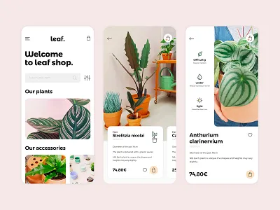 Leaf mobile brand branding clean design ecommerce identity leaf minimal mobile plant shop ui uidesign vegetal web