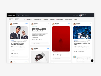 Social Feed clean dark mode design desktop desktop app feed minimal social media ui uidesign uiux wall web webdesign