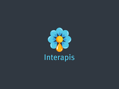 Interapis Logo blue drop flower honey logo logodesign orange