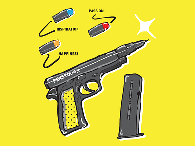 Penstol adobe ai art design designer graphic gun illustration passion pistol psd yellow