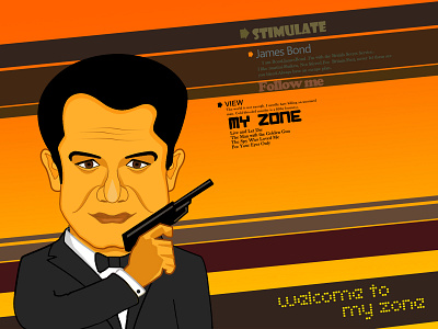 007 James Bond 007 bond branding cartoon cute design flat gun james typography ui