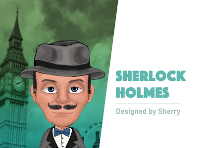 Sherlock Holmes branding cartoon cute design holmes illustration sherlock typography