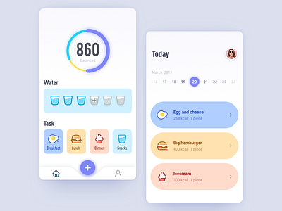 Healthy App app color design drink flat food healthy illustration ui ux