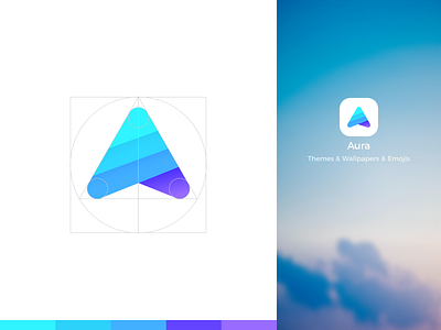 Aura logo app aura blue design flat icon launcher logo purple ui ux