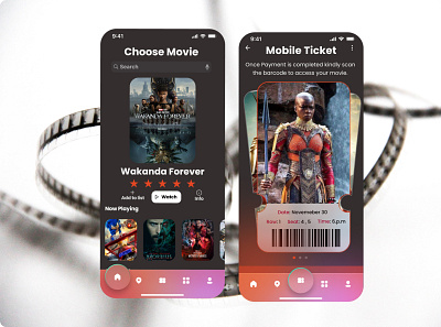 Mobile Movie Ticket app design graphic design illustration mobile ui ux