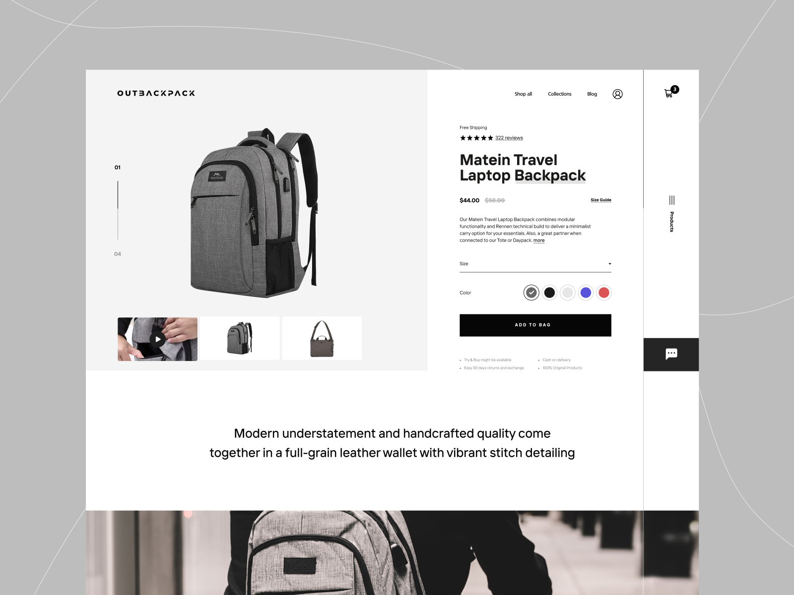 Backpack Store by Ion Gradinaru on Dribbble