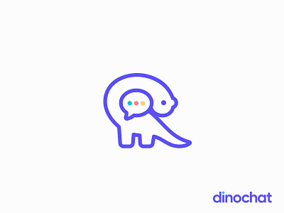 dinochat logo | chatbot platform blue dinosaur bot chat chat app chat social chatbot clean conversation digital dino dinochat dinosaur future icon icon design message modern social text vector