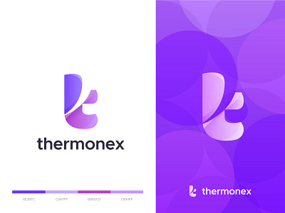 thermonex - logo design app branding colorful company logo icon letter letter t logo logobrand logodesign logomark modern overlay purple symbol t logo tech technology thermonex vector