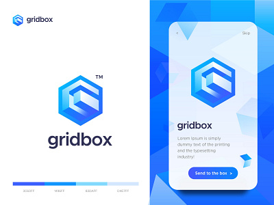 gridbox - logo design 3d app blue box brand branding g grid icon letter g logo logodesign logomark logotype modern shape technology vector web